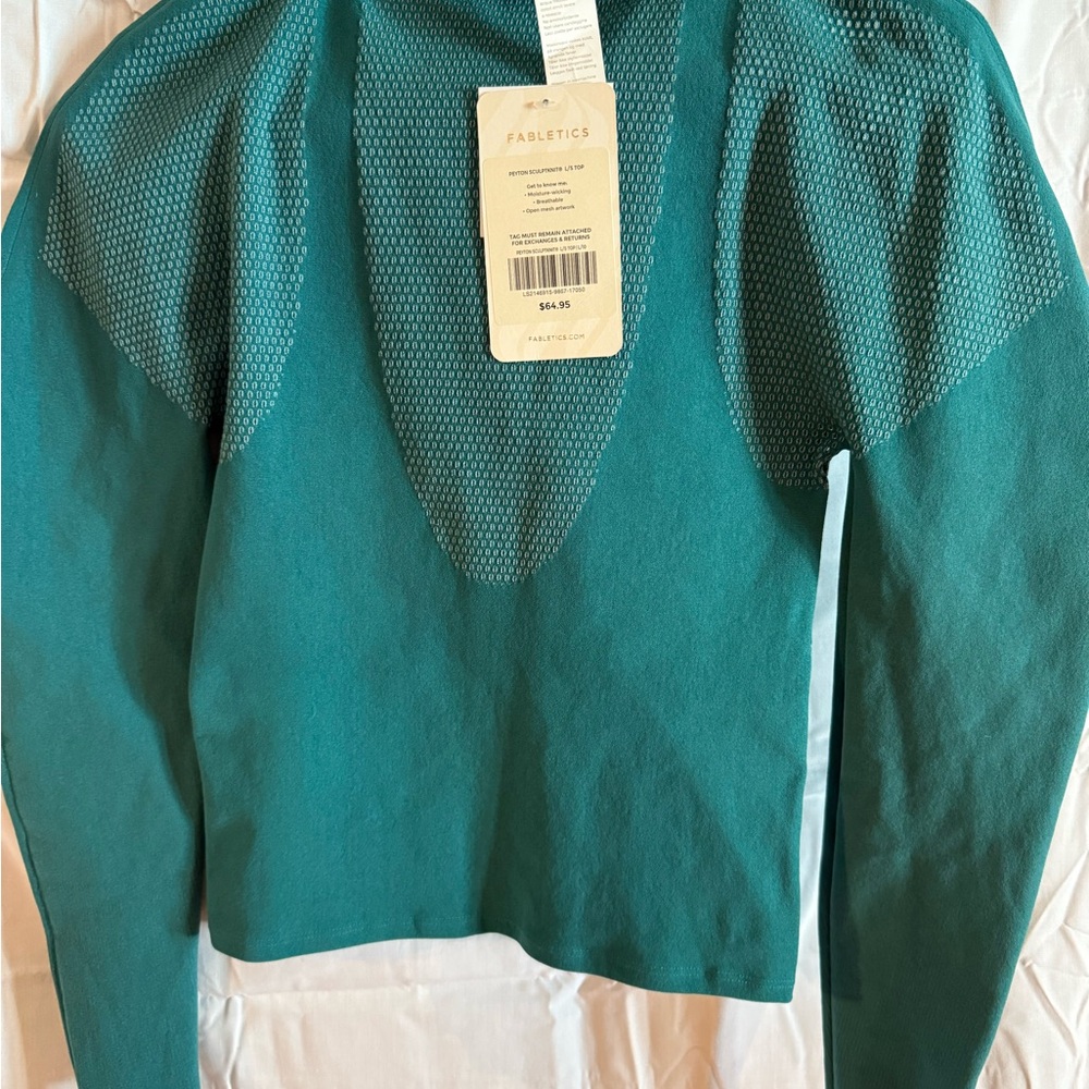 Fabletics Green Fitted Long Sleeve Bodysuit - Picture 3 of 4